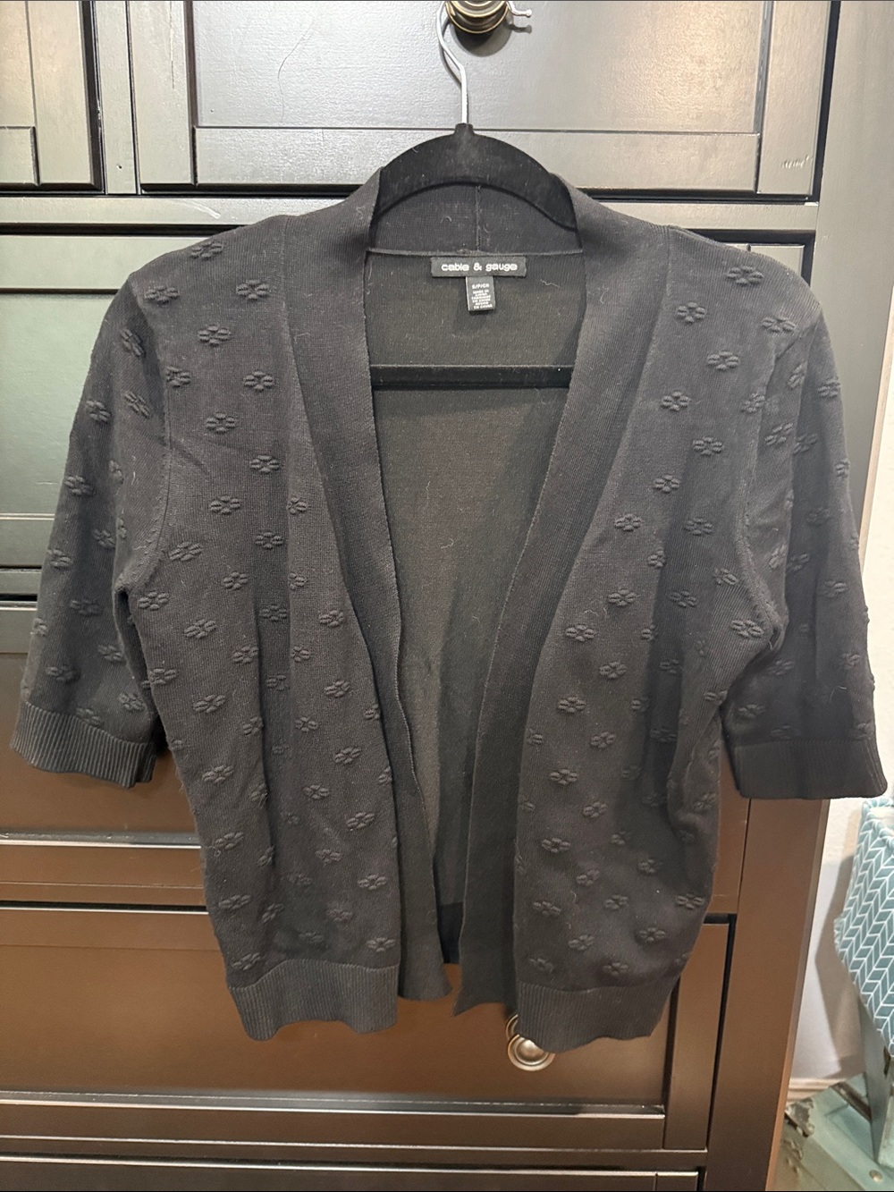 Cable & Gauge Black Short-Sleeve Open Cardigan
